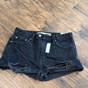 Lovers + Friends Black Distressed Jean Shorts